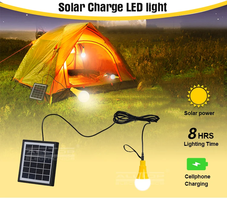 High quality Outdoor camping garden portable 5watt solar chargeable bulb