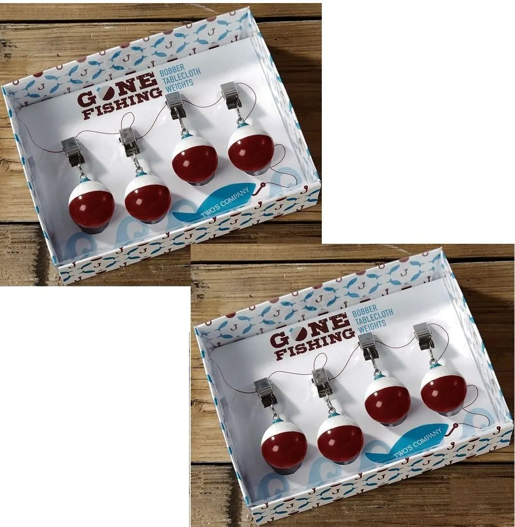 Twos Company Gone Fishing Bobber Picnic Tablecloth Weights Set