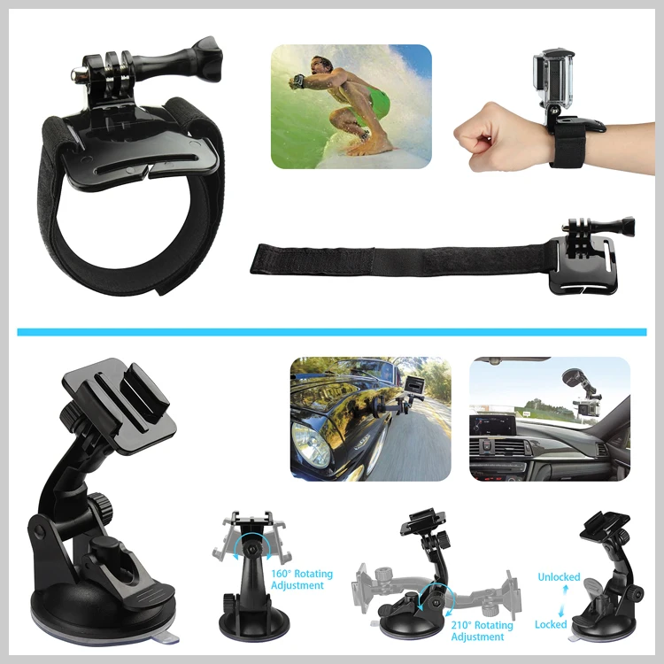 Hsu 13in1 Tripod Stick Mount Action Camera Accessories Set For Action & Aports Camera
