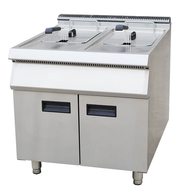 2tank 2basket Single Tank Industrial Vertical Gas Deep Fat Fryer With