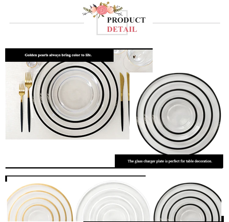 Wedding Decoration Lace Black Rim Glass Charger Plate Buy Charger Plate,Glass Charger Plate