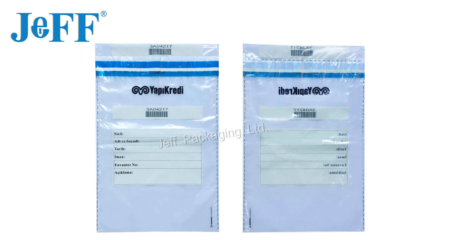 Customized printing top standard high quality bank security deposit bag with sealing tape