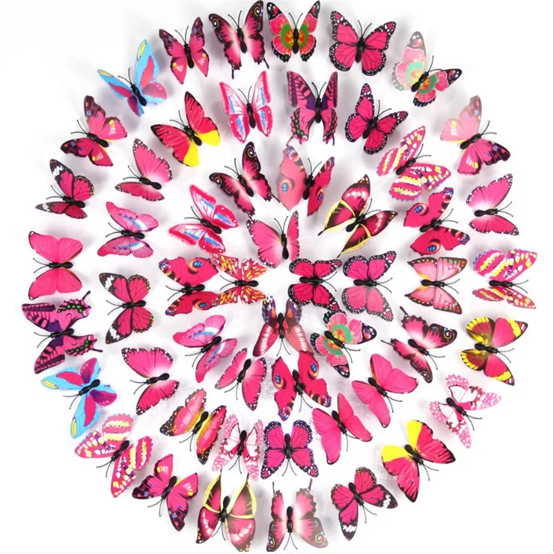 Unionpromo colorful plastic pvc 3d butterfly wall decor