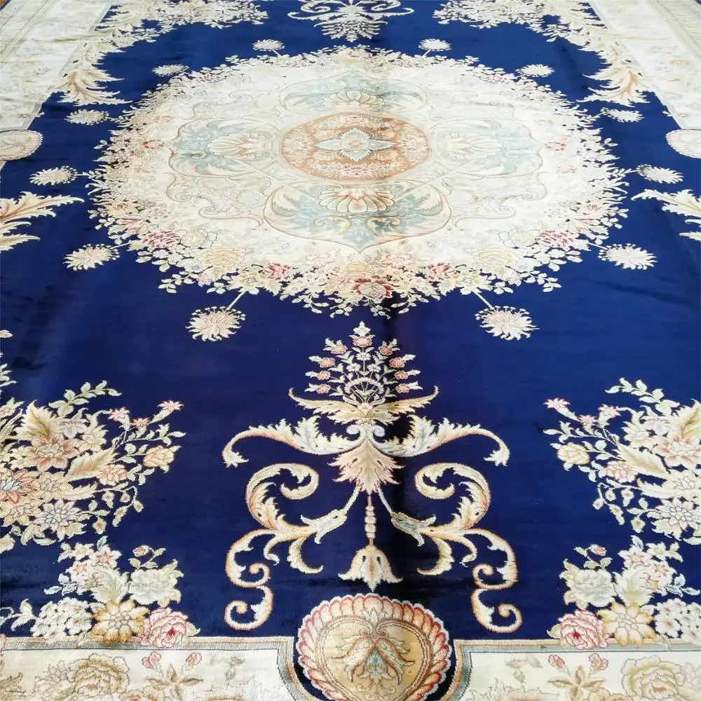 260 线质量 250 x 350厘米现代丝绸地毯东方 qom 手结波斯地毯手工