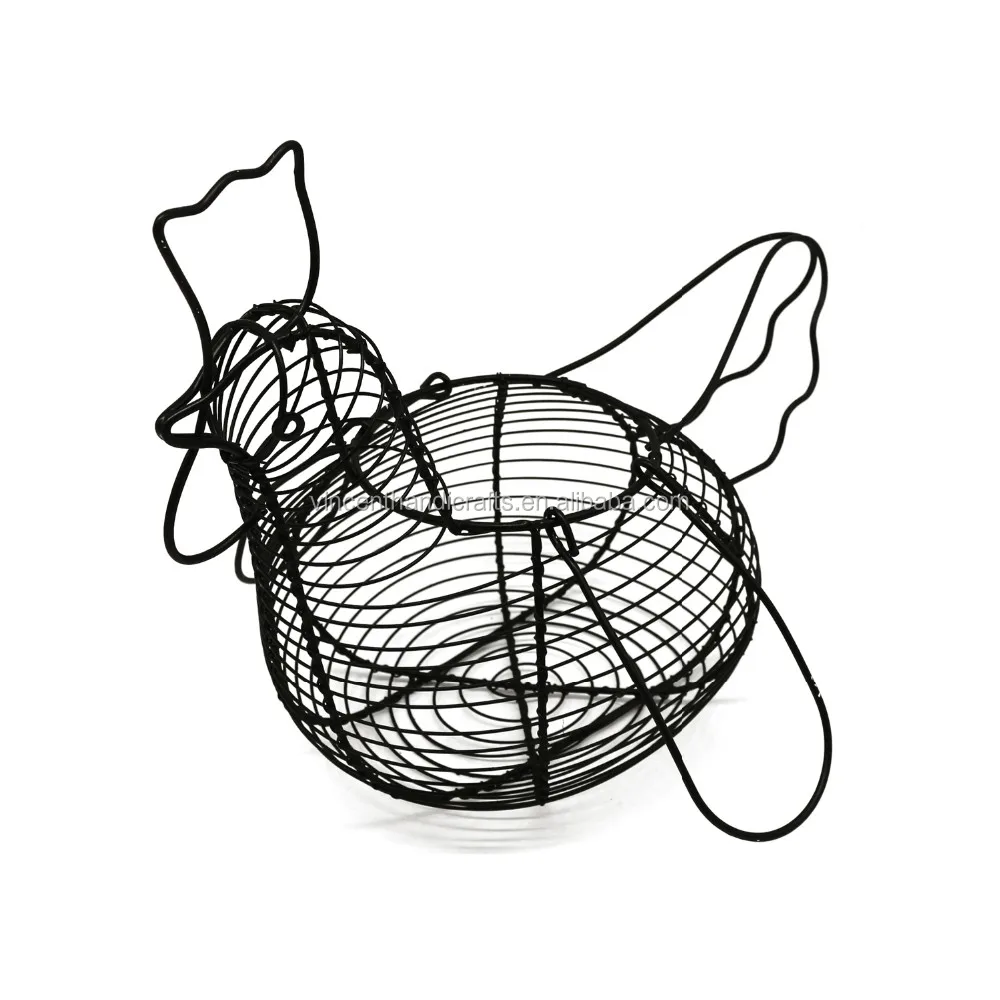 Chicken Shaped Metal Wire Egg Collecting Basket Decorative Kitchen Egg
