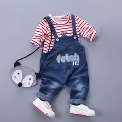 Stylish Children Striped Short Sleeve And Jeans Bib Pant Clothing Set From China Shop Online Cheap