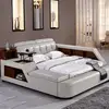 Luxury home 100% genuine leather cow hide skin bed hard timber structure Tanned leather bed