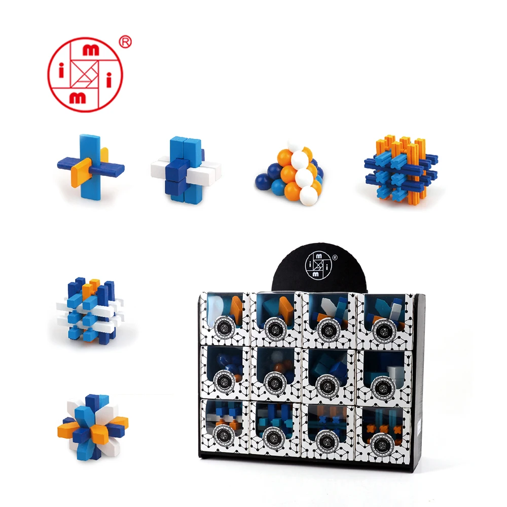 New Color Wooden Puzzle Solutions Iq Game Wooden Cube Brain Teaser