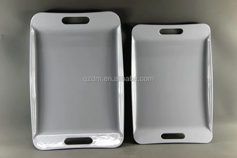 White Melamine Serving Tray With 2 Handle 2 Size