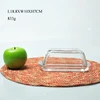 Home decorative Rectangular crystal clear glass butter dish with lid /butter box with color box on sale