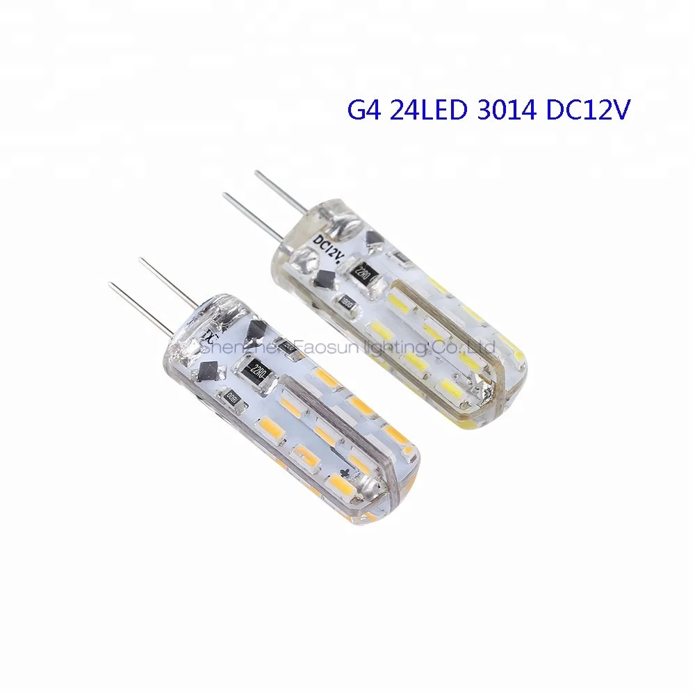 G4 LED Bulb Lamp 1.5W SMD3014 24Leds DC 12V White/Warm White Led mini Light Silicone Cover