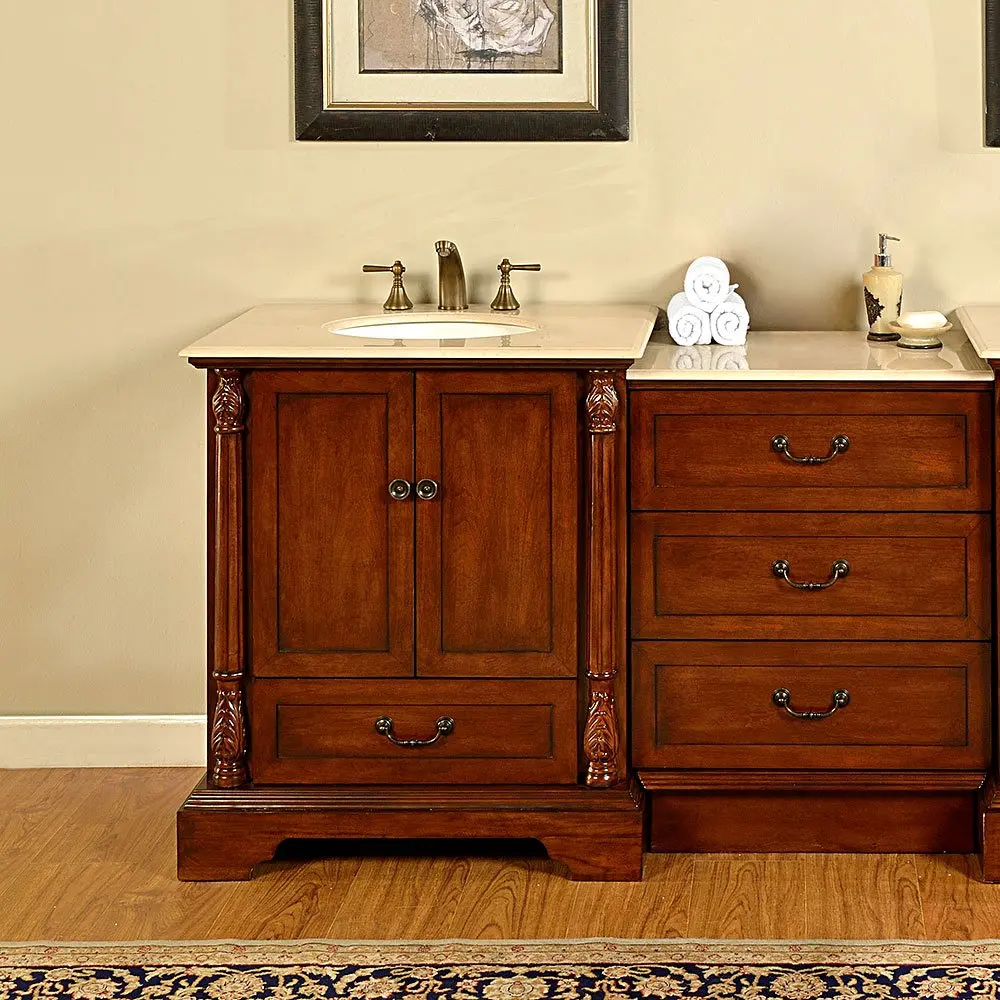 Silkroad Exclusive Countertop Marble Stone Single Sink Bathroom Silkroad Exclusive Countertop Marble Stone Single Sink Bathroom Vanity With Drawer Cabinet 55 5 Inch