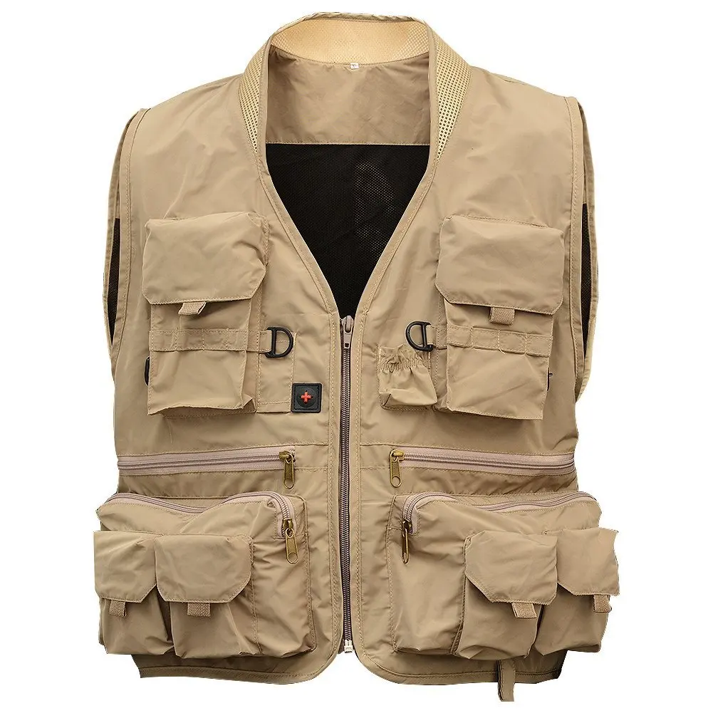 Jaycargogo Mens Mesh Photography Fishing Vest Sleeveless Jacket
