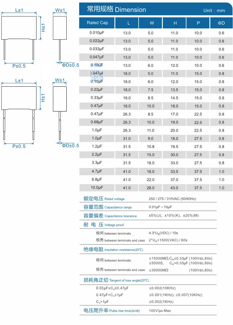 Capacitor X2 104k 275v Tenta Capacitor 0.1uf X2 275v P15 10% 100nf Mkp ...