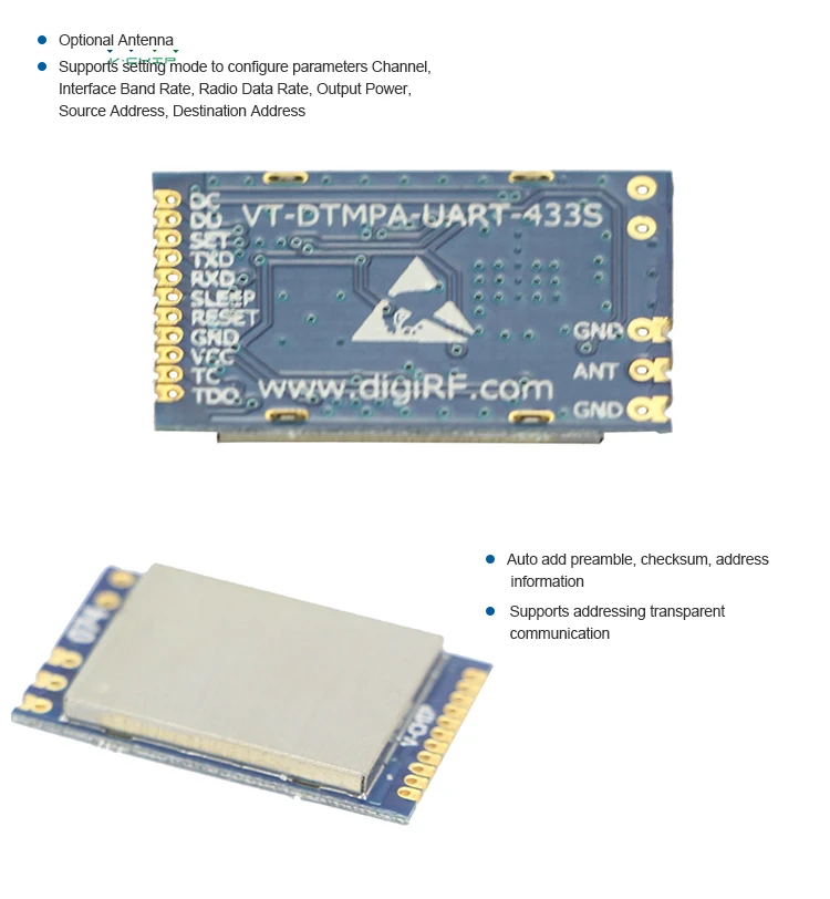 Hot Sale CC1110 433Mhz 1000M UART transparent transmission Module