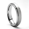 Brushed Center Laser Engraved Celtic Knot Pattern Tungsten Carbide Ring