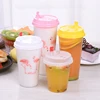 90- 500ml 600ml 700ml 360ml Web celebrity plastic fat cup with a lid for disposable milk tea bottle
