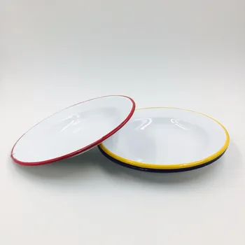Porcelain Enamel Plastic Utensils Round Metal Tin Dishes Pot Porcelain Enamel Plastic Utensils Round Metal Tin Dishes Pot Plate Carbon Steel