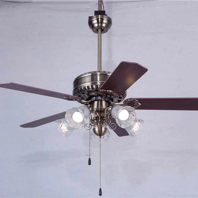 Pedesaan Tradisional 48 Inch CE Bersertifikat Kipas Angin Plafon/Air Cooling Fan dengan Lampu E27 * 5