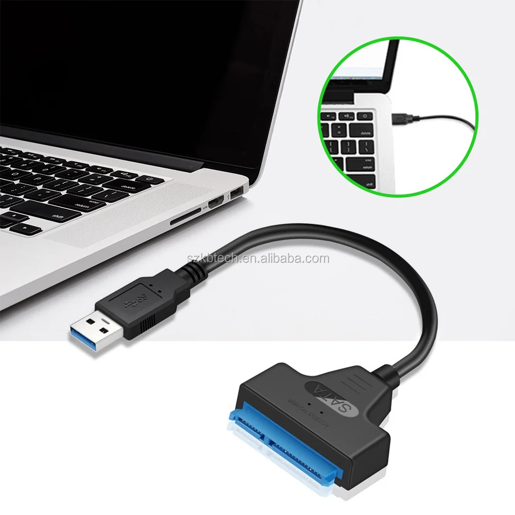 Black, 20cm TL-ANALOG USB 3.0 SATA 3 Cable Sata to USB Adapter Up to 6 Gbps Support 2.5 Inches External SSD HDD Hard Drive 22 Pin Sata III Cable 
