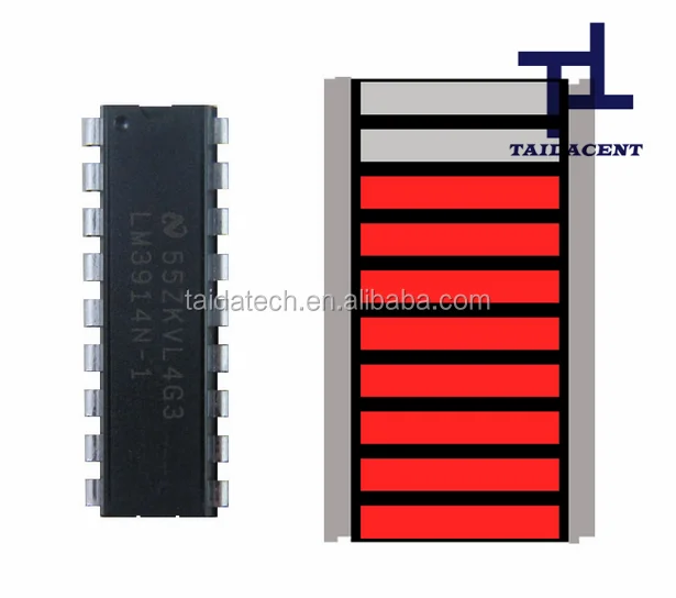Supply 10 segment red LED light beam display + LED driver circuit LM3914 led color meter