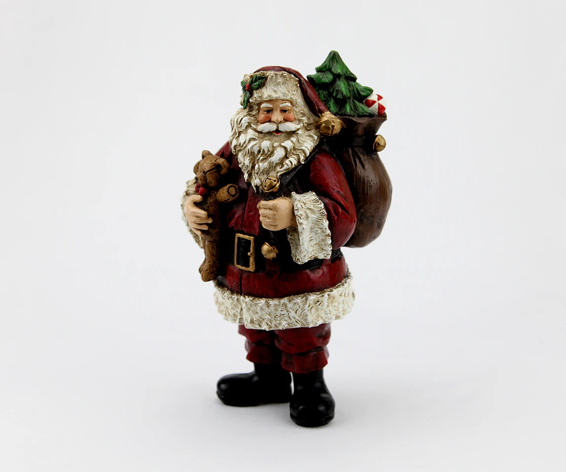 Vintage Resin Folk Art Santa Claus Statue With Toy Bag 8 Christmas Decor