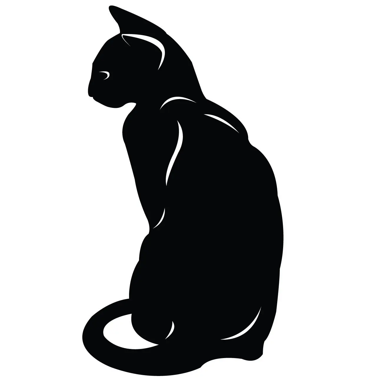 Стикеры черный кот. Силуэт кошки. Силуэт грациозной кошки. Трафарет кошки. Силуэт котенка.