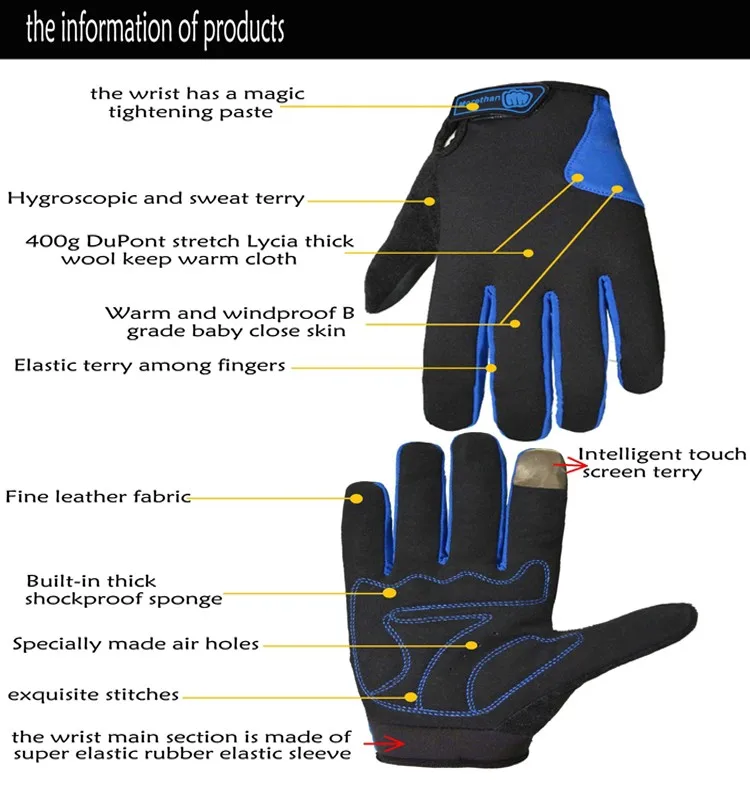 Winter Protective Touch Screen Cycling Gloves Bicycle Racing Road Full finger Warm BIke Gloves