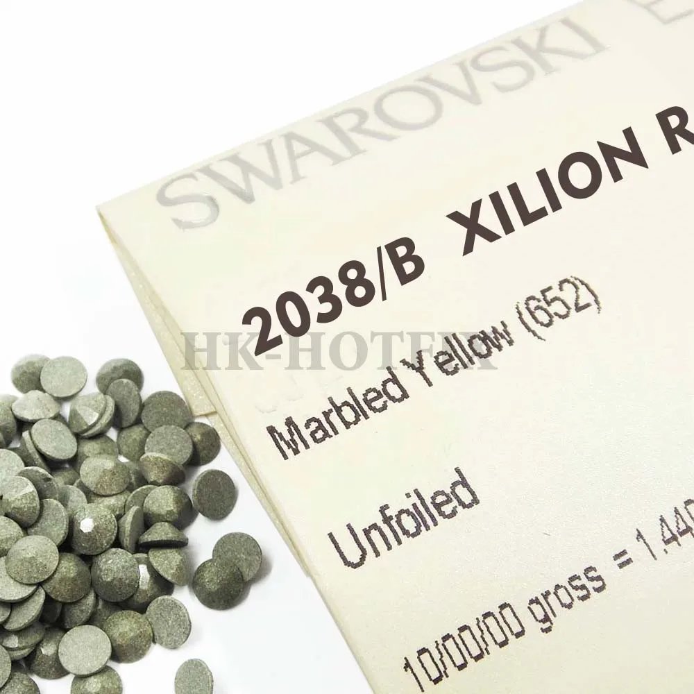 
Wholesales 100% Genuine SWAROVSKI Elements ss12 Marbled Yellow (652) Iron On Bulk Sale Hotfix Rhinestones 