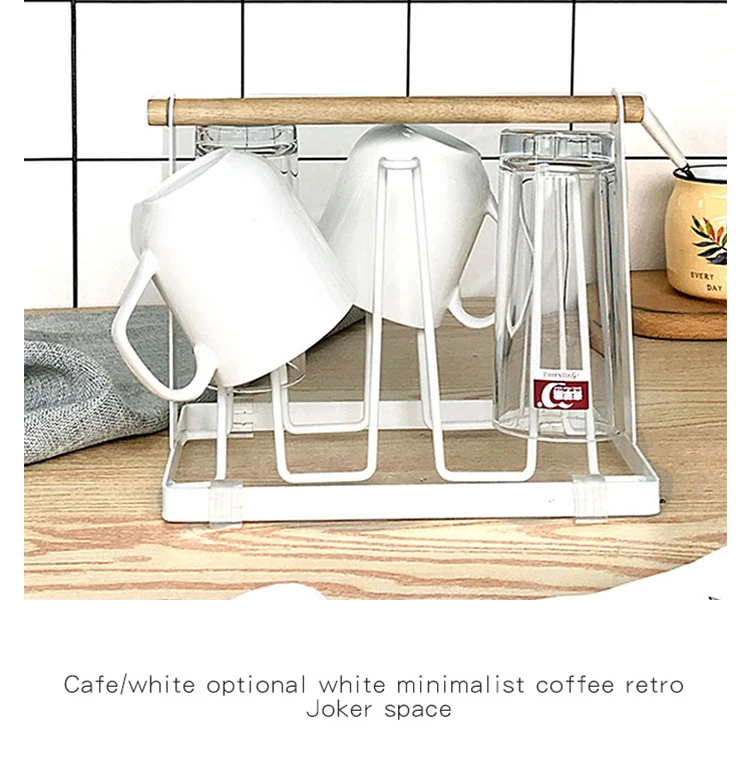 New Iron Metal Craft Japanese Upside-down Cup Drain Rack Glass Hanger Shelf Container Cup Drying Holder Kitchen Accessories