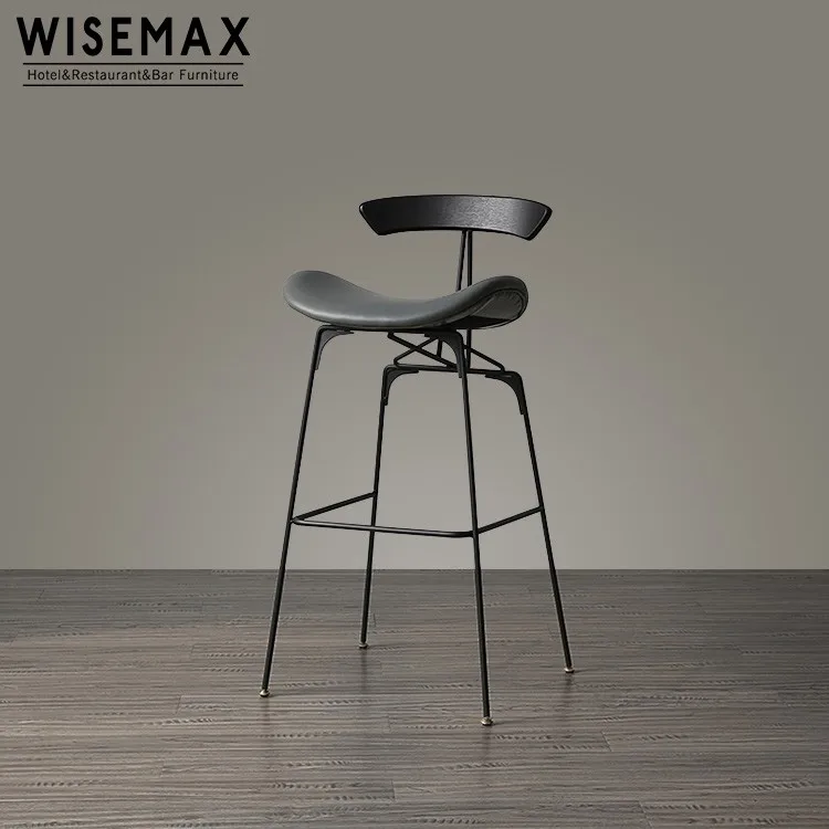 Midcentury Danish Design Furniture Pu Leather Black Iron Metal Frame