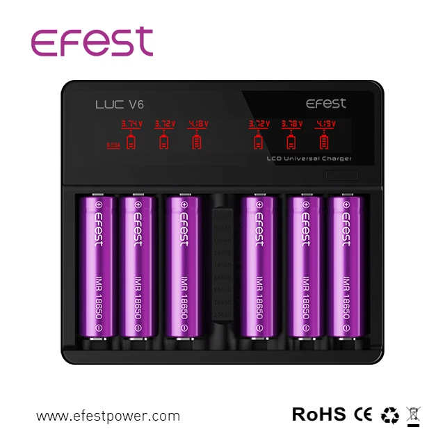 Efest LCD screen LUC V6 3.7 v 18650 lithium ion polymer battery charger 