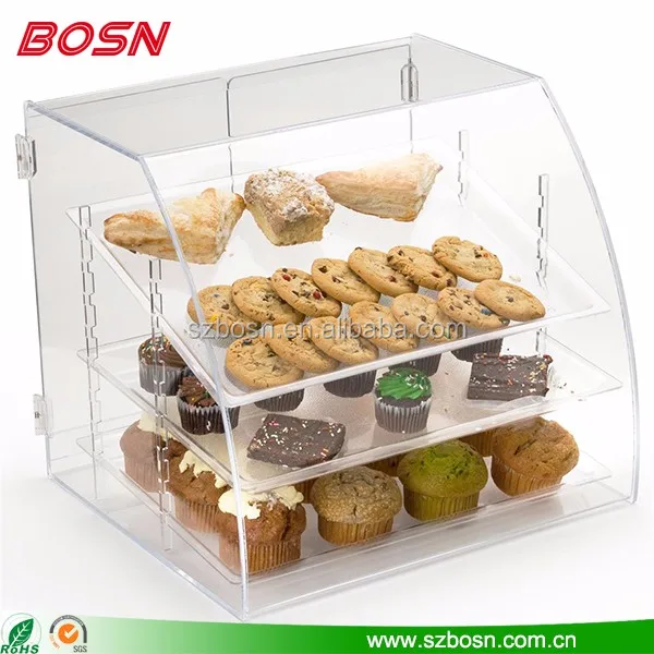 Large 3 Layer Pastry Case Lucite Perspex Cookie Plexiglass Cake
