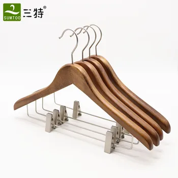 Luxury Hotel Wooden Suit Hangers With Clips Luxury Hotel Wooden Suit Hangers With Clips