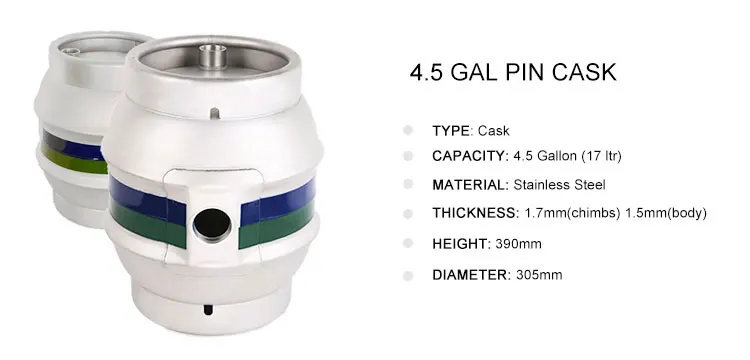 AISI 304 STAINLESS STEEL FOOD GRADE UK 4.5 GALLON CASK