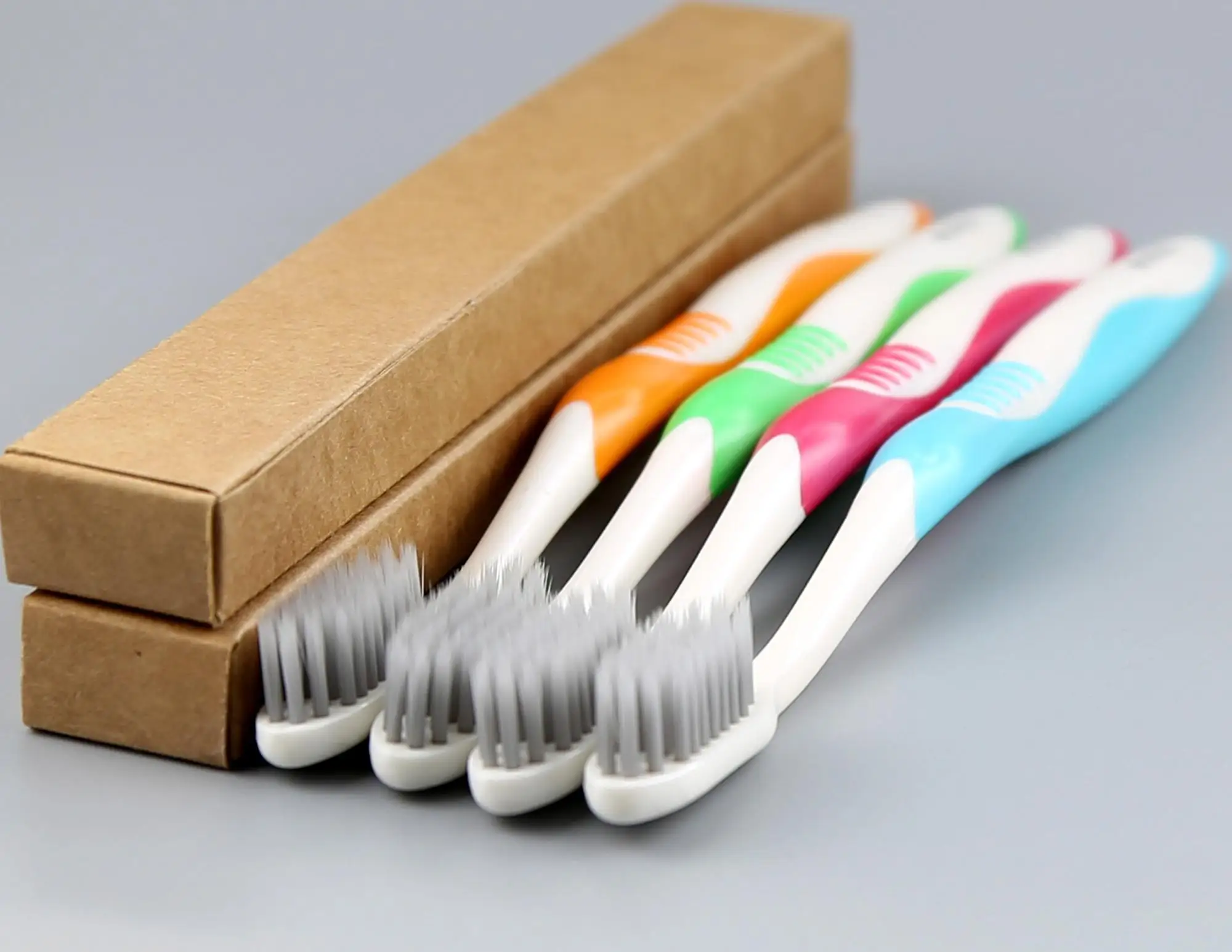 Bioplastic Handle And Flat Concise Design Toothbrushes With Charcoal ...