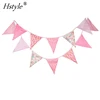 Pinks, Stripes and Spots Handmade Fabric Bunting, Double Sided Cotton Flags PL038