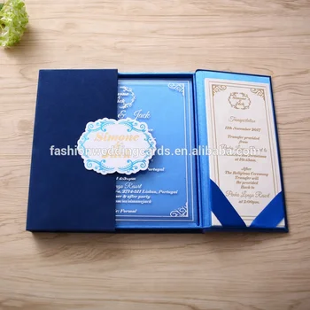 High End Eksklusif Navy Mewah Biru Hard Cover Undangan Pernikahan Dengan Cermin Acrylic Buy Biru Keras Penutup Undangan Pernikahanmewah Biru