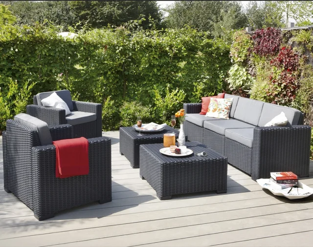 Garden Furniture 5 Seater Black Rattan Chair Outdoor 5 Seater Black Rattan Chair Outdoor