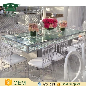 gold crystal dining table for wedding 