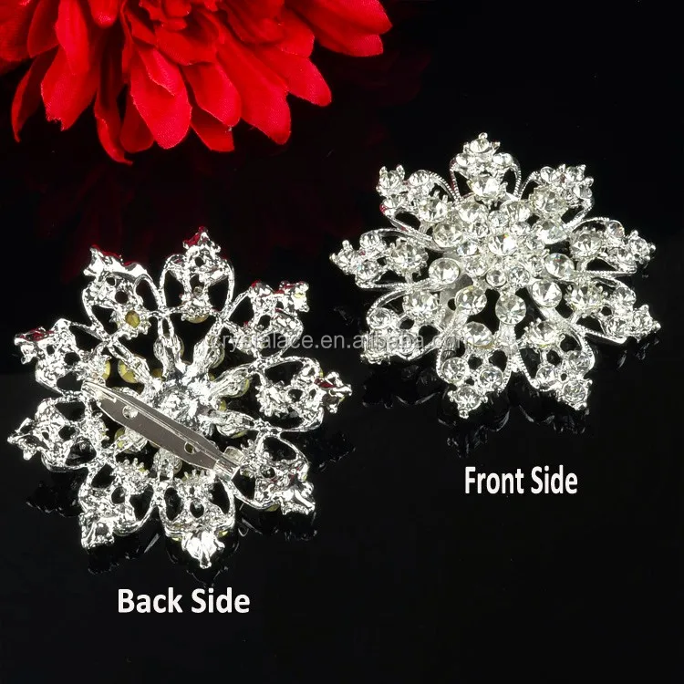 Snowflake crystal brooch pin