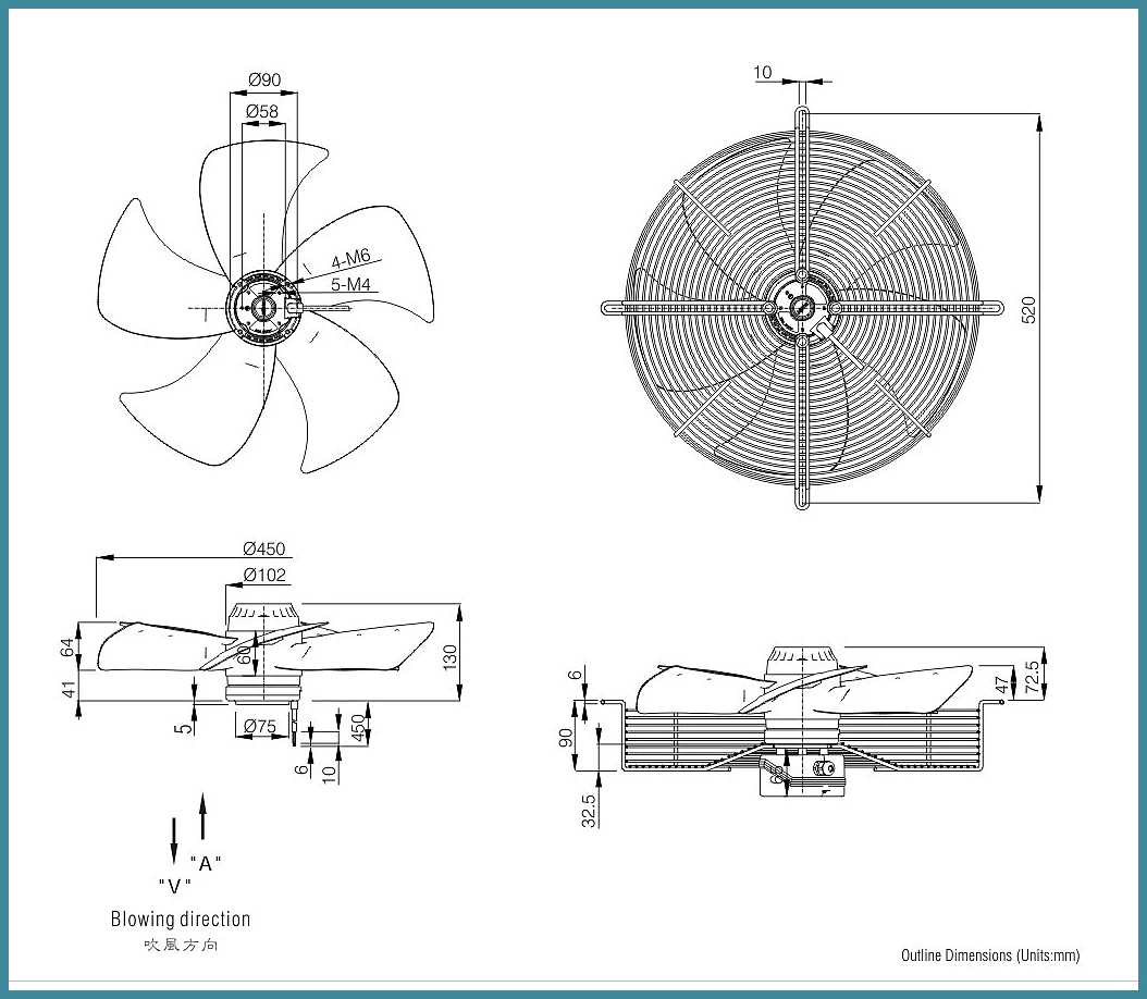 450mm 380v Ac Industrial Ventilation Axial Fans Fj4d-450.fg - Buy 450mm ...