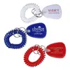 Mini wristband plastic spring bungee cord cheap printing customized stretchable wrist coil PVC tag spiral cable ring key chain