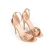 2019 Summer Latest Beautiful Ladies Fancy Gold High Heel Sandals