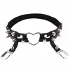 Leather Leg Ring Garter Belt Elastic Punk Heart Rivet Thigh leg Ring