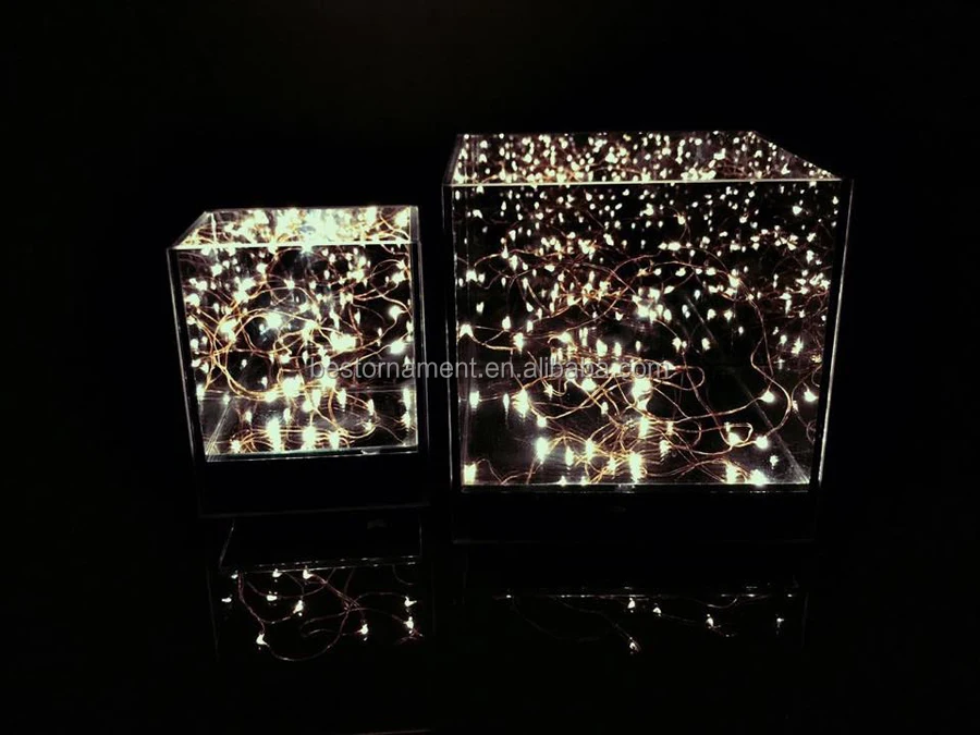 Infinity Glass Mirror Led Cube Decorative Centerpiece Buy Infinity