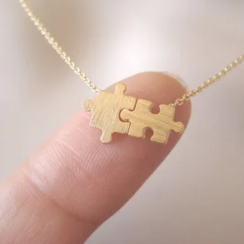 Special Hot-sale Gold Plated Dainty Pendant Autism Puzzle ...