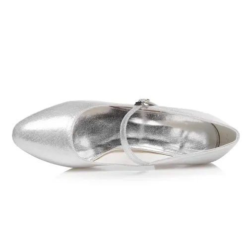 chunky heel silver dress shoes