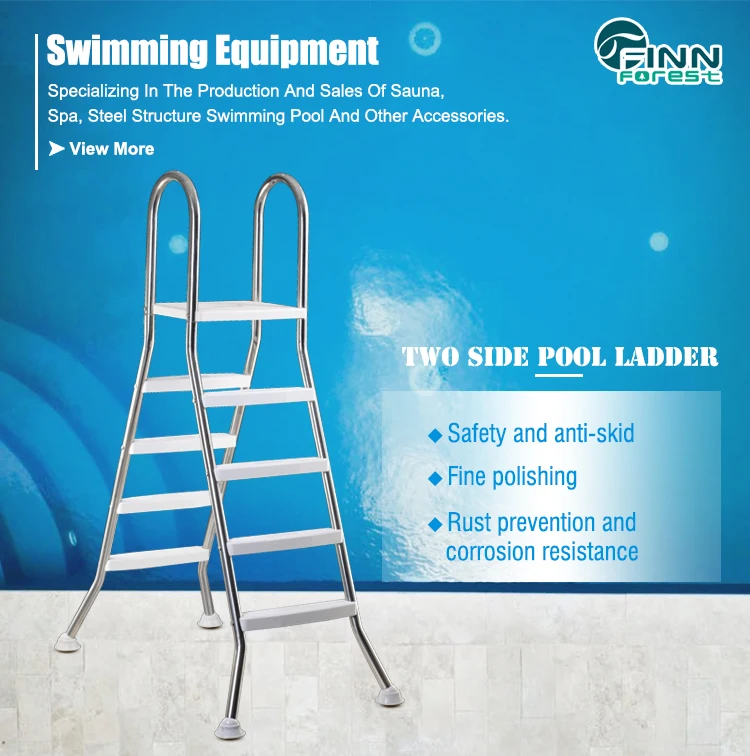 Two Sides Stainless Steel Pool Step Ladder For Aboveground Swimming