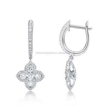 18k High End Fine Jewelry Flower Motif With Diamond Latest Gold 18k High End Fine Jewelry Flower Motif With Diamond Latest Gold Earrings Designs